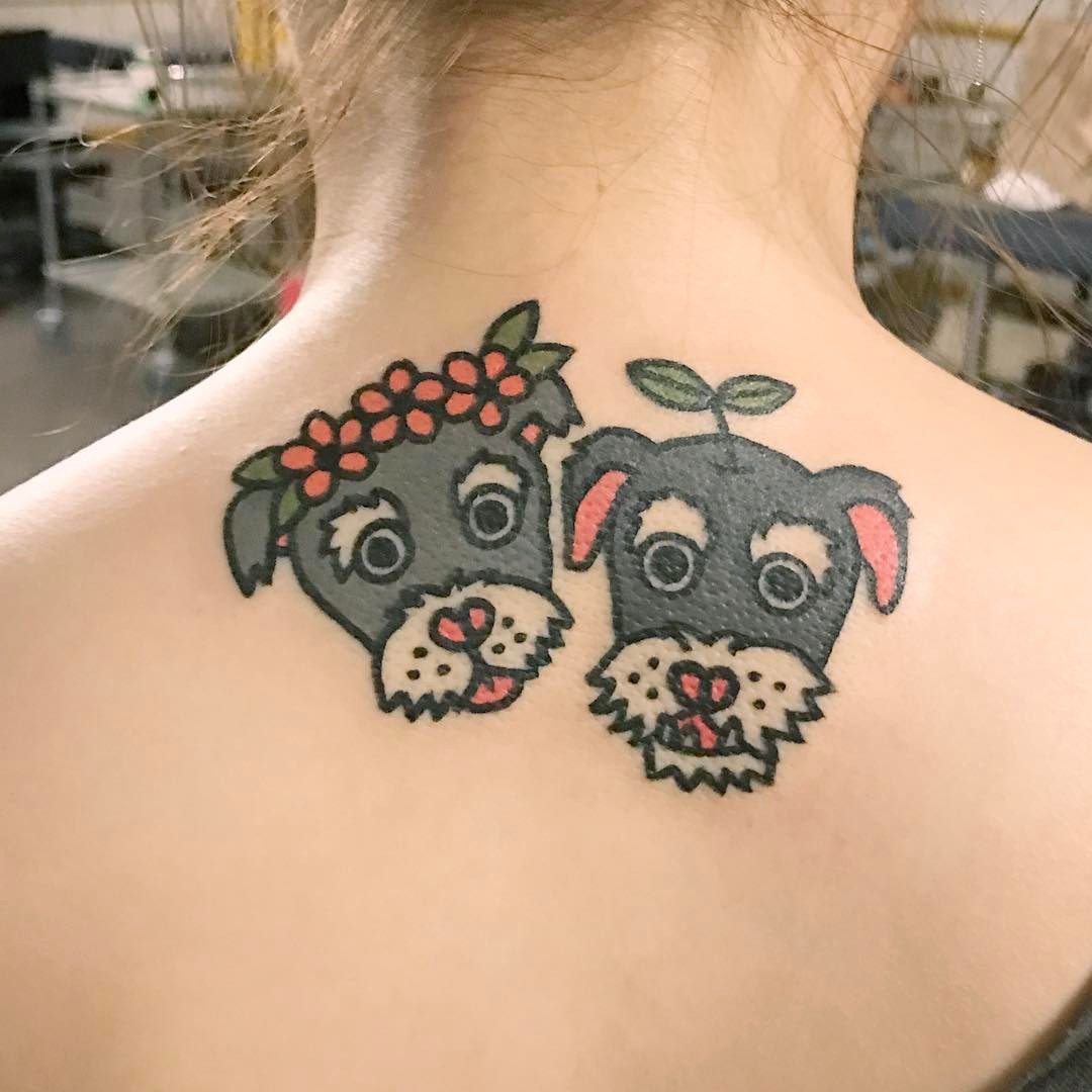 Cute Dog Tattoos by South Korean Artist Jiran